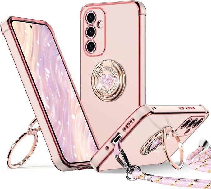 樂天商城 - 互換性 Galaxy A55 5G用 ケース ダブルリング付き ショルダー ストラップ付き SC-53E SCG27 ケース 耐衝撃 薄型 軽量 紐付き 肩掛け 斜めかけ かわいい 女の子 おしゃれ スマホケース ギャラ
