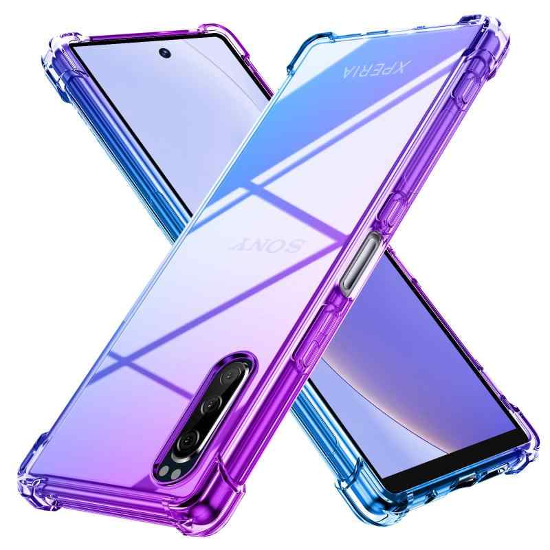 乐天商城 - と互換性のある Xperia 5 用のケース クリア 薄型 グラデーション色 SO-01M SOV41 901SO 用の 軽量 tpu 耐衝撃 スマホケース 透明 おしゃれ 黄変防止防塵一体型 人気 対応 エクスペリア 5 用の携