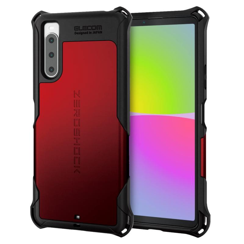 Xperia 10 IV (SO-52C SOG07 A202SO) ケース カバー ZEROSHOCK ハイブリッド 耐衝撃 衝撃吸収 ストラップホール付 レッド PM-X222ZERORD
