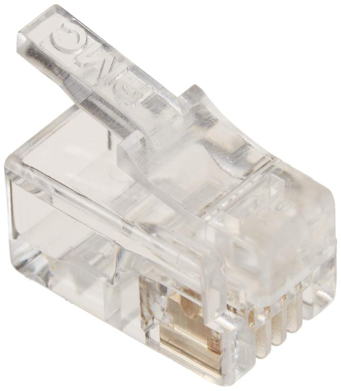 樂天商城 - タローズ TARO'S RJ11/12モジュラープラグ/コネクタ 受話器カールコード用 4極4芯(4P4C) 100個入 エコ簡易パッケージ CRJ11-100P44