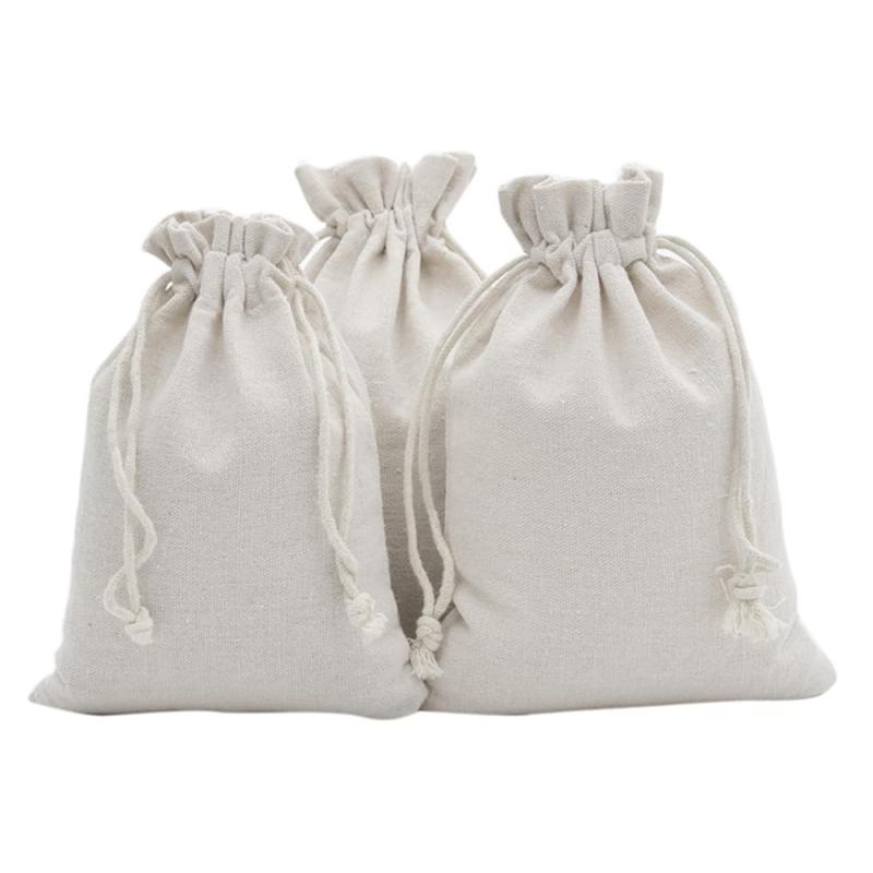 無地収納袋 巾着袋 3枚セット 30x40CM 収納ポーチ ラッピング 袋 ギフトバッグ 小物入れ 引きひも袋 旅行用 ラッピング袋 (生成)
