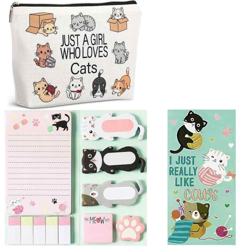 かわいい 猫の付箋 文房具セット可愛い猫 メモ用紙 8種類 ステッカー ページマーカーとペンケース - かわいい ねこ 文房具 誕生日 学生 子供用 ギフト プレゼント tomstore-10938534 TOMstore パッケージ画像