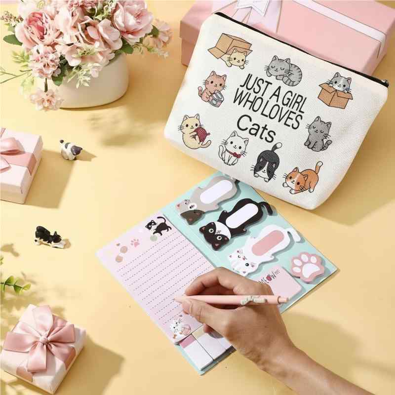 かわいい 猫の付箋 文房具セット可愛い猫 メモ用紙 8種類 ステッカー ページマーカーとペンケース - かわいい ねこ 文房具 誕生日 学生 子供用 ギフト プレゼント tomstore-10938534 TOMstore サンプル画像2