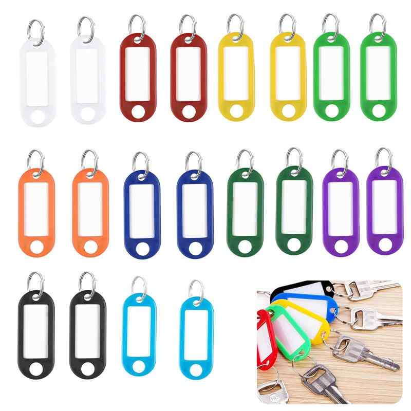 キータグ 20個入り10 色 キーホルダー 名前タグ プラスチック製 鍵 ラベル タグ キーリング付き 分類 管理 識別 便利 ホテル オフィス 家庭用 旅行 荷物タグ (20個入り)