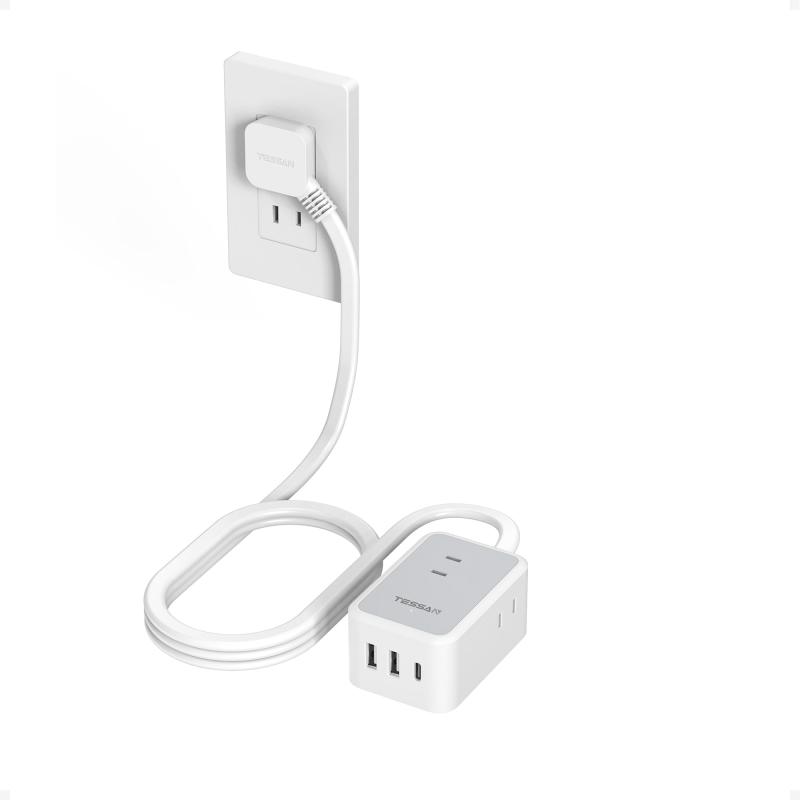 Rakuten - 延長コード 2m 薄型 電源タップ usb コンセントタップ たこあしコンセント テーブルタップ 3個AC 1個タイプC 2個タイプA マルチ 電源コード type-c タコ足配線 隙間 oa 卓上 壁掛 出張 旅行 min