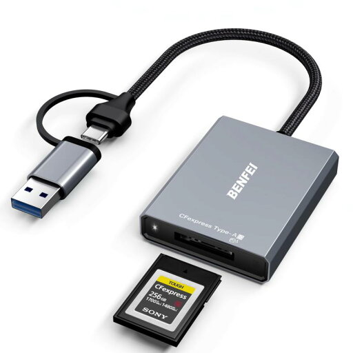 CFexpress タイプA カードリーダー, USB 3.2 (Gen 2) 10Gbps, USB-C&USB-A 2-in-1 Type A CFexpress アダプタ Windows/Mac/Linux/Android CFexpress タイプA カードリーダー, USB 3.2 (Gen 2) 10Gbps, USB-C&USB-A 2-in-1 Type A CFexpress アダプタ Windows/Mac/Linux/Android