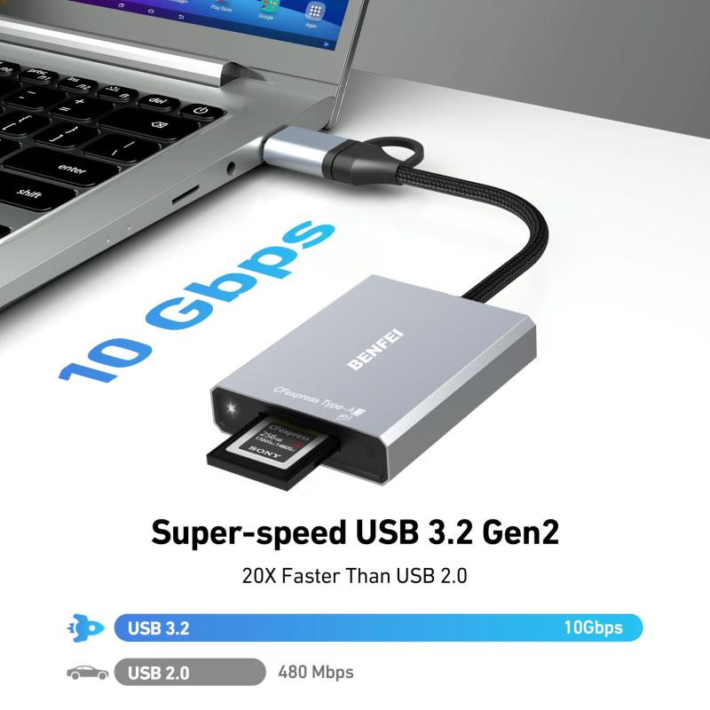 CFexpress ������A �����ɥ꡼����, USB 3.2 (Gen 2) 10Gbps, USB-C&USB-A 2-in-1 Type A CFexpress �����ץ� Windows/Mac/Linux/Android