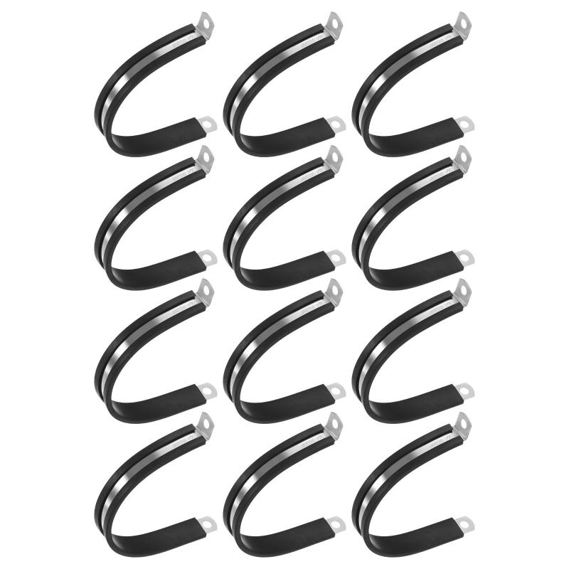 12パックのケーブルクランプ 2-3/8インチ/60 mm 304ステンレススチールラバークッション絶縁ケーブルクランプR形状金属ホルダー チューブ/ワイヤ/パイプ/ループ取り付け[多目的使用] - これらのワイヤクランプは、自動車、船舶、産業、家庭、屋外、電力分野で広く使用され、ハイドロシステム内のワイヤ、ケーブル、ホース、パイプ、水、油、ガスメディアを効率的に管理します[耐久性のあるコンジットクランプ] - 当社のラバーパイプストラップは304ステンレススチール製で、高い硬度、錆びや変形に対する耐性、腐食に対する耐性、耐水性、耐油性、酸およびアルカリに対する耐性を備えています。船舶や化学プラントなどの環境に完璧に適しています。衝撃吸収、滑り止め、緩衝を提供するラバーガスケットが装備されており、パイプラインを効果的に保護し、ワイヤクランプを固定します[サイズ＆パッケージ] - R形状パイプストラップ12個; 厚さ：0.6 mm/0.02インチ; 取り付け穴径：6.4 mm/0.25インチ; 適合パイプ径(OD)：60 mm/2.36インチ; 幅：15 mm/0.59インチ[利点] - 2つの穴のケーブルクランプは、パイプ壁に密着するR形状のデザインを採用し、圧縮、摩耗、振動を軽減するラバーガスケットが装備されており、全方位のパイプ保護を実現します。ダブルスクリューホール固定設計により、壁やシーリングなどのさまざまな基礎表面にしっかり取り付けられ、振動や騒音を軽減し、産業および日常使用において長期的な安定性を確保します[取り付け] - パイプクランプは2つの穴のネジ固定設計を採用しており、簡単かつしっかりと取り付けられ、緩むことなく繰り返し分解および組み立てが可能です。必要なパイプの対応サイズを確認してください