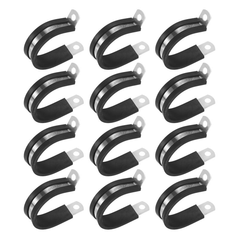 乐天商城 - 12パックのケーブルクランプ 1-11/32インチ/ 34 mm 304ステンレススチールラバークッション絶縁ケーブルクランプR形状金属ホルダー チューブ/ワイヤー/パイプ/ループ取り付け