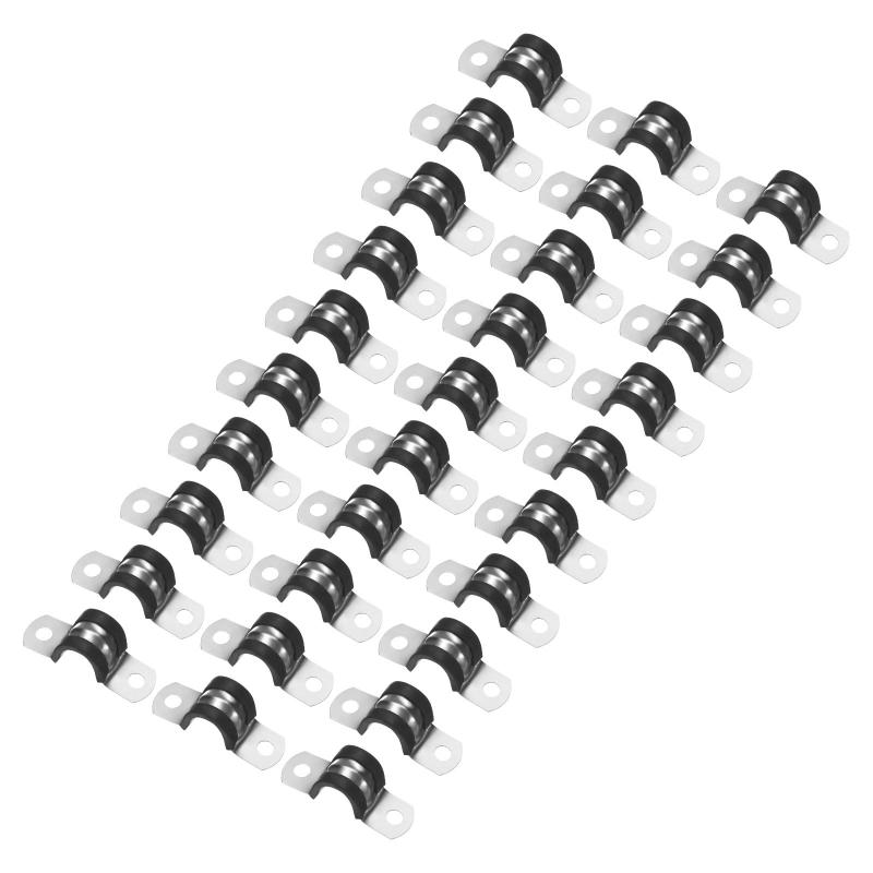 樂天商城 - 30パックのケーブルクランプ 9/16インチ/14 mm 304ステンレススチールラバークッション絶縁ケーブルクランプU形金属ホルダー チューブ/ワイヤー/パイプ/ループ取り付け用