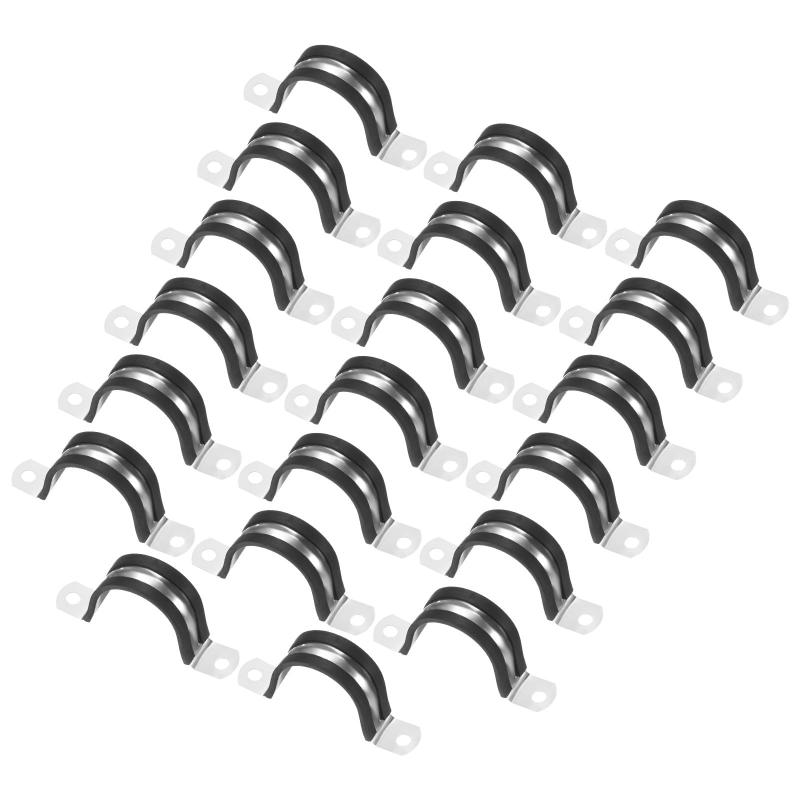 Rakuten - 20個入りケーブルクランプ 1-9/16インチ/40 mm 304ステンレススチールラバークッション絶縁ケーブルクランプU字形金属ホルダー チューブ/ワイヤー/パイプ/ループ取り付け
