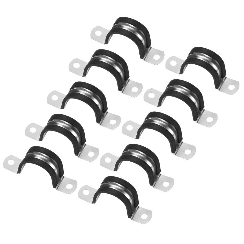 Rakuten - 10パックのケーブルクランプ 1-1/4インチ/32 mm 304ステンレススチールラバークッション絶縁ケーブルクランプU形金属ホルダー チューブ/ワイヤー/パイプ/ループ取り付け