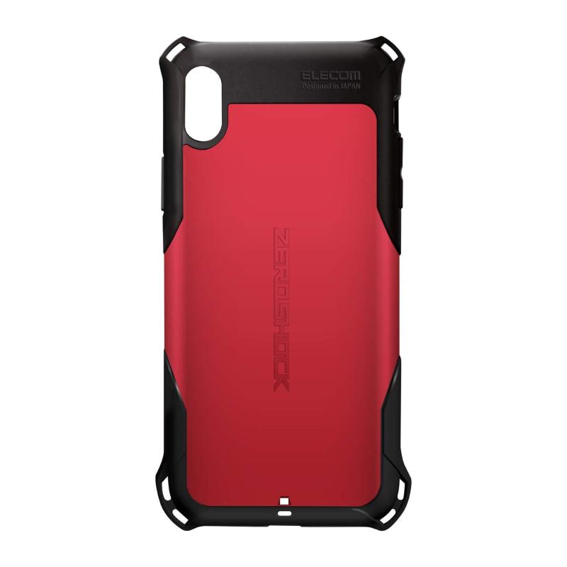 樂天商城 - エレコム iPhone XS Max ケース 衝撃吸収 ZEROSHOCK スタンダード 衝撃吸収フィルム付き [落下時の衝撃から本体を守る] レッド PM-A18DZERORD