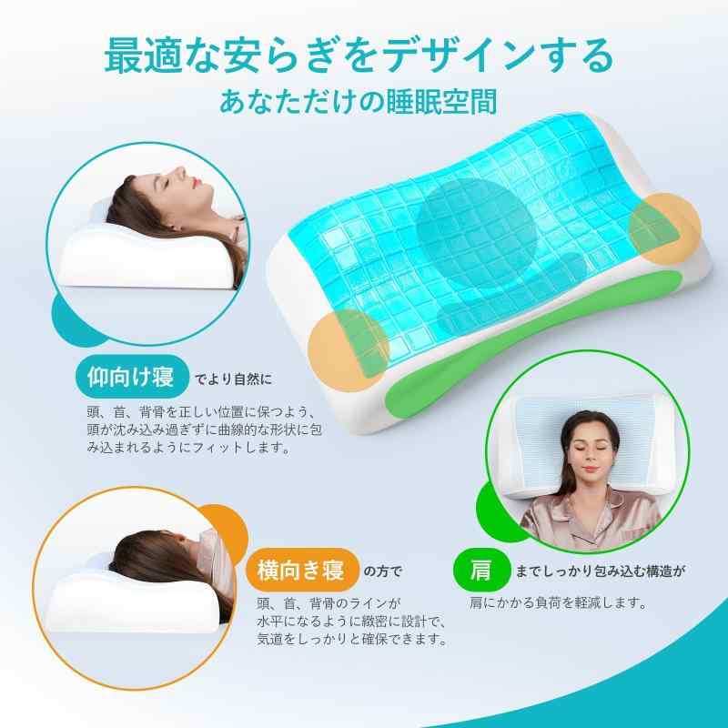 【冷感・ひんやり】枕 首が痛くならない 人気 まくら 冷たい ジェル枕 低反発枕 低め高め選択可能 横向き寝 仰向け寝 寝返りやすい 通気性 tomstore-10948159 TOMstore サンプル画像3