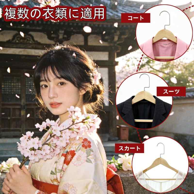 木製ハンガー 6本組セット 天然の美しい木目 スーツハンガー 高級 肩幅大きめ 木製 スーツ 滑り止め 360度回転 スーツ レディース 紳士 スーツジャケットコート用 天然 tomstore-10937718 TOMstore サンプル画像3