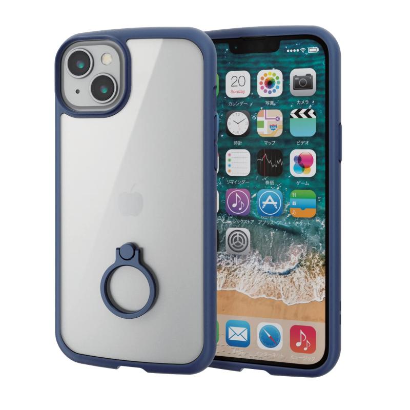 エレコム iPhone 14 Max ケース カバー リング付き 耐衝撃 衝撃吸収 [高硬度+衝撃に強い] TOUGH SLIM LITE 背面クリア TOUGH SLIM LITE ストラップホール付き