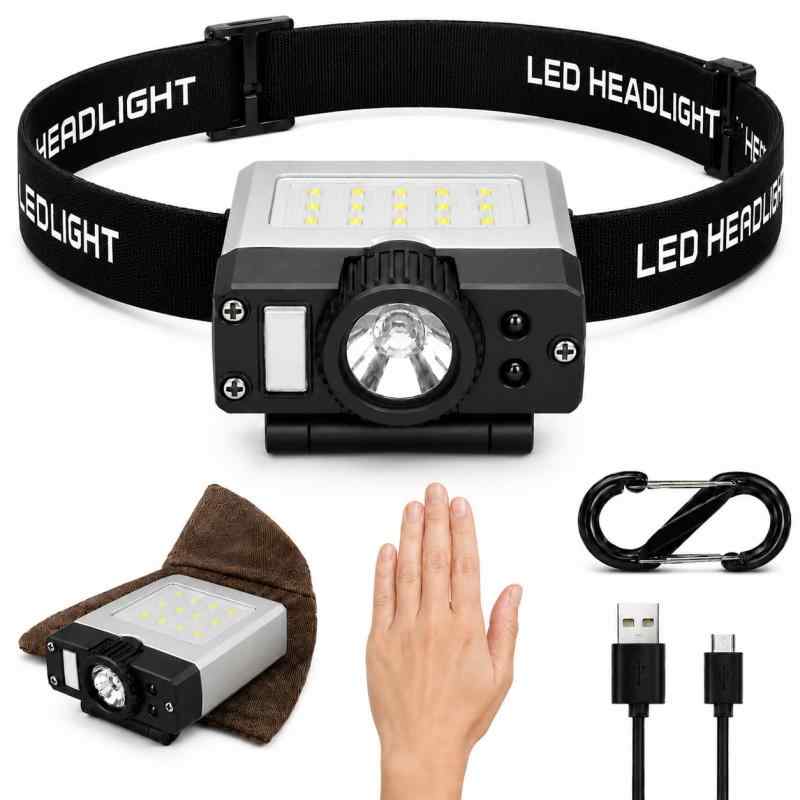 乐天商城 - LED ヘッドライト【2026革新版&20000ルーメン】バンド/フック/クリップ多スタイル装着 IPX6防水 48g超軽量 無段階調光 180°角度調整 5種点灯モード 6～60時間点灯 手振りセンサー SOS点滅 Type-C