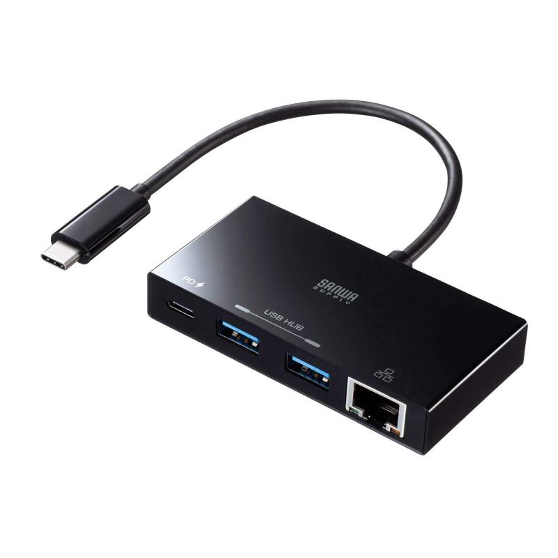 ASUS - サンワサプライ USB Type-Cハブ LANアダプタ機能搭載 (USB Type-C×1・USB A×2・RJ-45×1ポート) USB-3TCH20BK