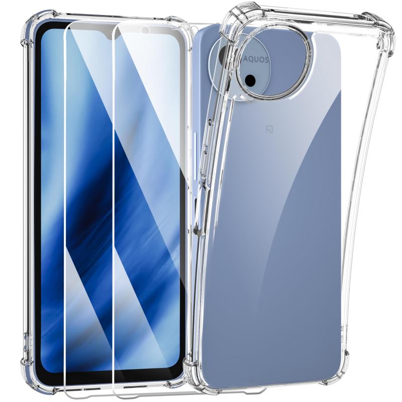 樂天商城 - AQUOS wish4 ケース 耐衝撃 ガラスフィルム付き SH-52E SH-M27 カバー 全面保護 ストラップホール 米軍MIL規格 クリア 保護フィルム2枚付き