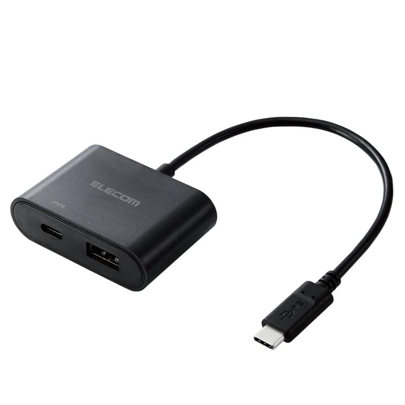 エレコム 変換ケーブル 0.15m USB Type-C to USB-A 給電機能付 USB Power Delivery60W対応 【iPhone15 対応検証済】 ブラック MPA-CAPDBK