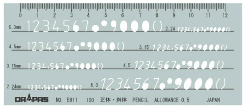 ドラパス テンプレート E811 数字定規 ISO 正体・斜体 31811