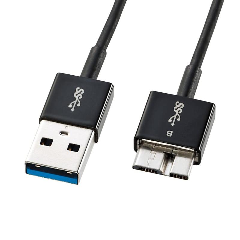 サンワサプライ USB3.0マイクロケーブル(A-MicroB) 超ごく細