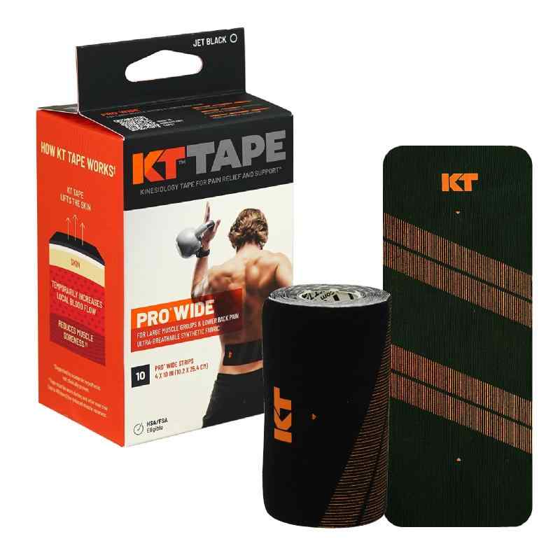 KTテープ(KT TAPE) キネシオロジーテープ PRO WIDE (プロ ワイド) プレカット(10cm×25cm) ハサミ不要 大きい部位向け(腰・背中・ふくらはぎ) はがれにくい 汗・水に強い 強粘着 肌にやさしい
