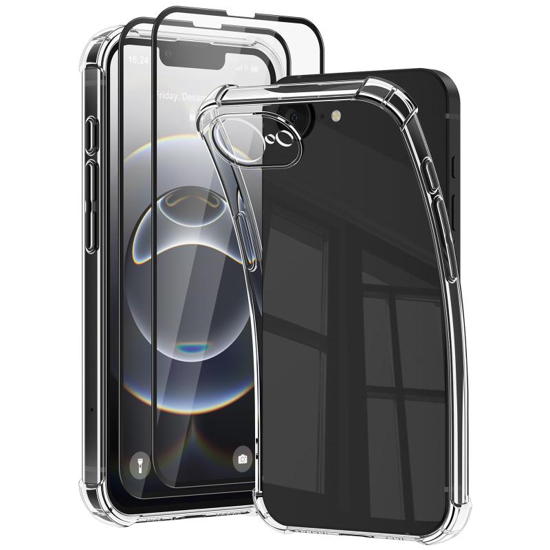 樂天商城 - for iPhone 17e / 16e ケース +ガラスフイルム付き（2枚) TPU +PC 透明 耐衝撃 黄ばみなし 全面保護 保護 指紋 防止 iPhone 16e 6.1インチ 対応