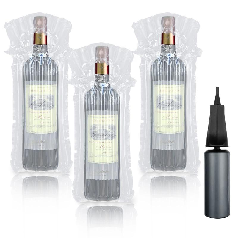 【50枚 ポンプ付】ワイン梱包用エアー緩衝材 エアマッスル エアパッキン エアクッション材 衝撃吸収 梱包 ワイン荷物や壊れ物を保護しアイテム