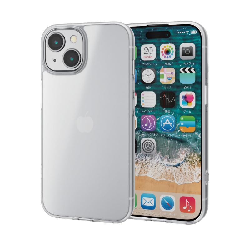 Rakuten - iPhone15 ケース マット さらさら 耐衝撃 衝撃吸収 半透明 指紋防止 四つ角エアークッション ストラップホール付き シルキークリア PM-A23AHVCKR