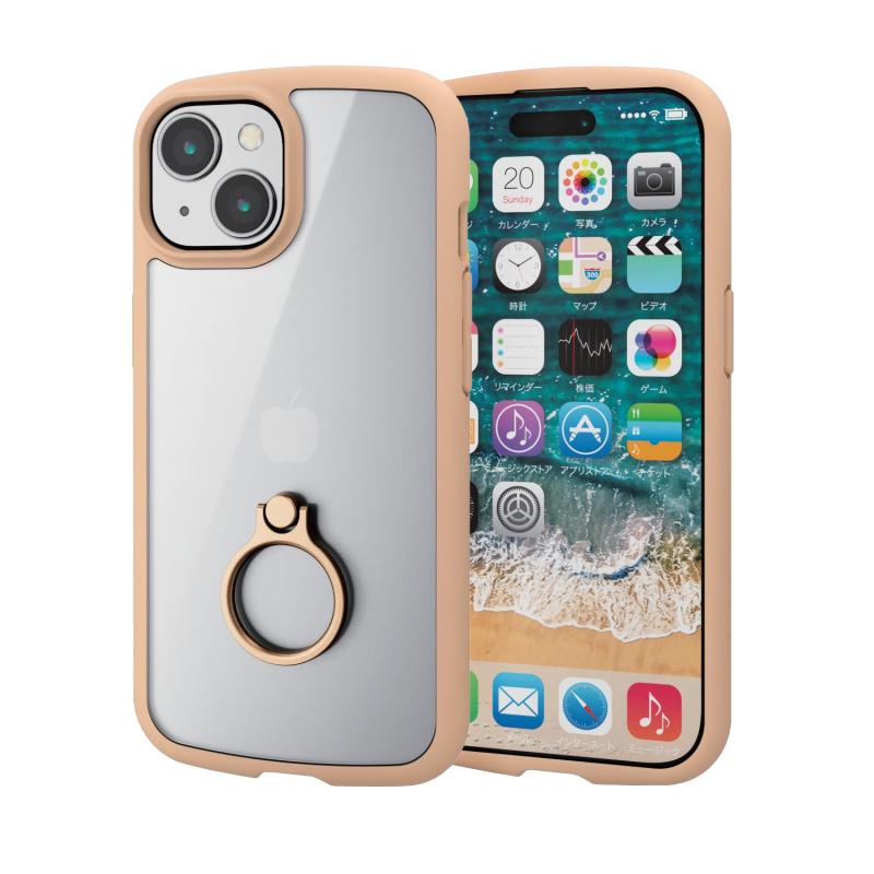 Rakuten - iPhone15 ケース TOUGH SLIM LITE リング付き 耐衝撃 衝撃吸収 薄型 軽量 ストラップシート付き ストラップホール付き カフェオレ PM-A23ATSLFCRBE