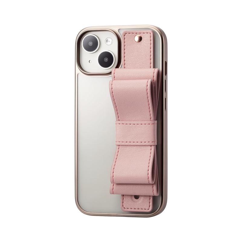 Rakuten - エレコム iPhone15 ケース &me バンド付き ベルト付き リボン ストラップホルダー付属 ストラップホール付き クリア×リボンバンド PM-A23AHVHB02