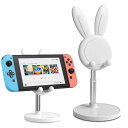かわいいウサギの形のSWITCHホルダー 卓上携帯ホルダー 角度と高さ調節可能 多機能ヘッドセットホルダー 携帯電話/タブレット/ipadホルダー 様々な機種に対応 リモートオフィス オンラ(2)