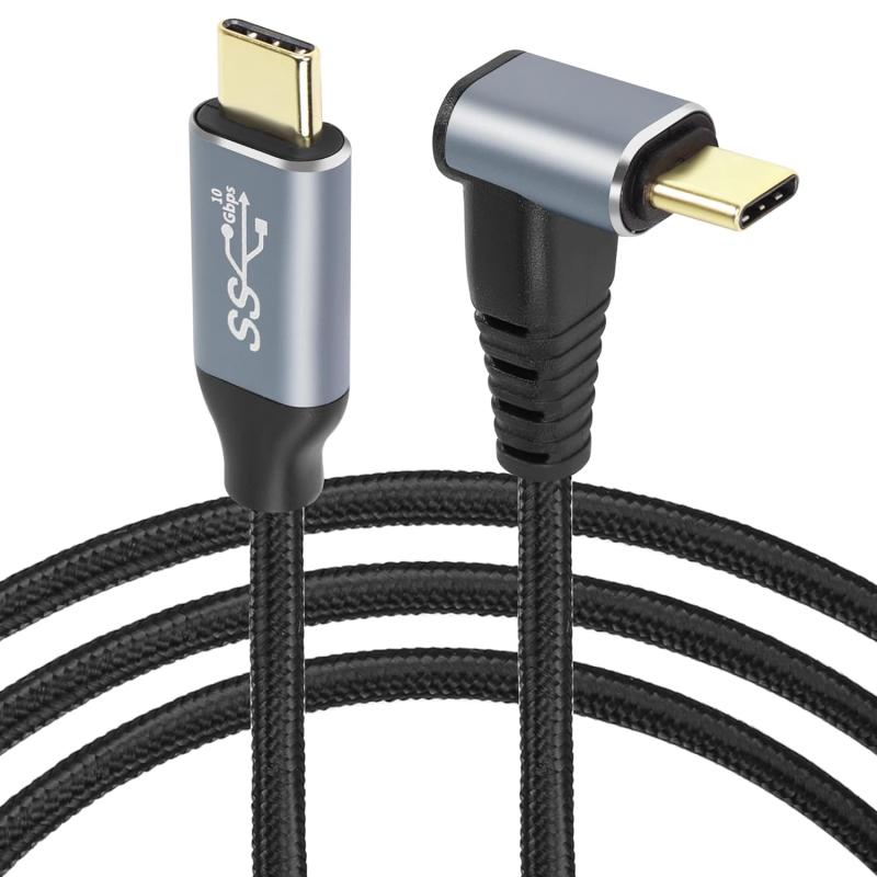 YFFSFDC USB-Cケーブル L字 直角 PD対応 100W急速充電 編み込みUSB Type-Cケーブル 10Gbps高速データ転送 4K@60Hz映像出力 90度Cポート充電コード iPhone 17/16/15、iMacBook、Galaxy