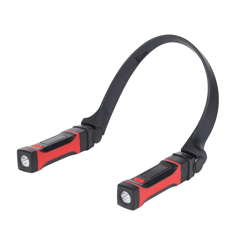 オーム電機 LEDネックツインライト（240lm/単3×2本使用/保護等級IPX3/ブラック+レッド） LHP-N24A5')使用電源:単3形乾電池1本(電池別売)1本の時光束:約120ルーメン(High)/約60ルーメン(Low)1本の時照度: ・High時…0.1mで約36000ルクス、0.5mで約1650ルクス、1mで約450ルクス ・Low時…0.1mで約14500ルクス、0.5mで約880ルクス、1mで約230ルクス外形寸法:(約)幅160×高さ220mm連続使用時間:約2.5時間(High)/約5.5時間(Low)