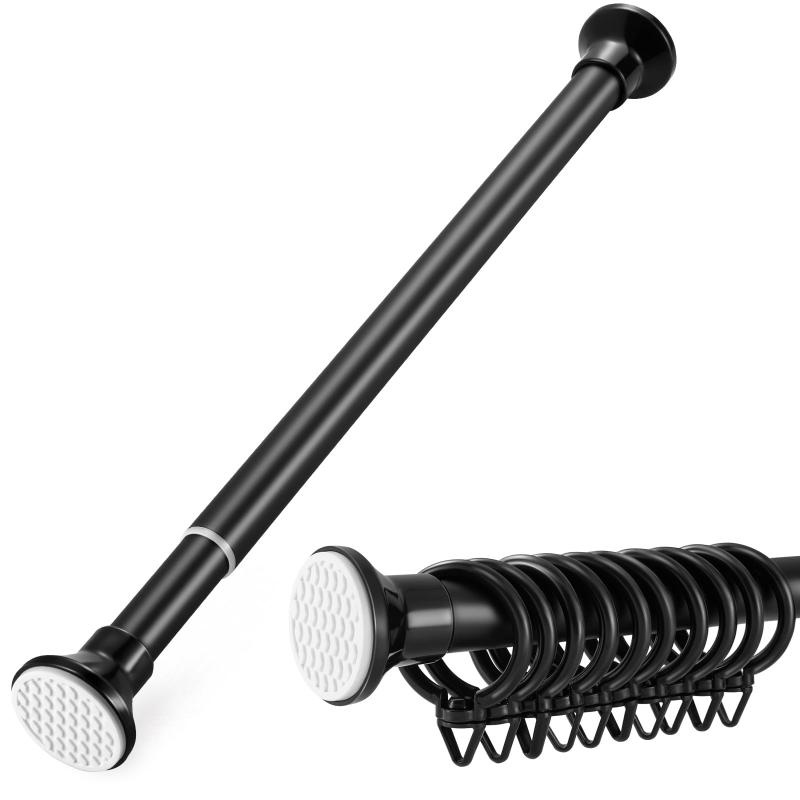 SCKTOO つっぱり棒2m ステンレス 伸縮棒 110-200cm サッシ窓用カーテンレール 強い負荷 ドリル不要 カーテンロッド シングルカーテンレール 室内 強力 カーテン突っ張り棒2m（幅：110-200CM ブラ