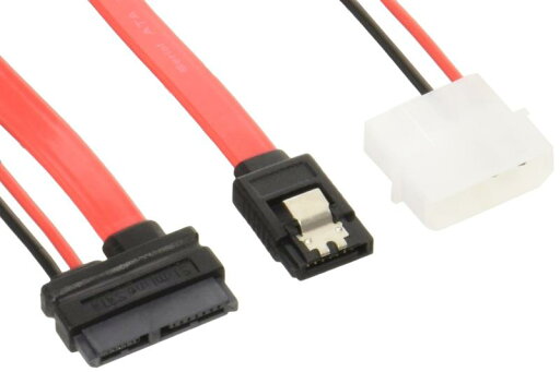 変換名人 Slim Line SATA - SATA(7ピン)+SATA電源(15ピン)変換ケーブル SSATA-SATA1 変換名人 Slim Line SATA - SATA(7ピン)+SATA電源(15ピン)変換ケーブル SSATA-SATA1