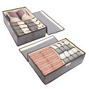 2点セット下着収納ケース 立体ブラジャー収納ボックス 仕切り 折り畳み クローゼット収納 仕切りケース ネクタイ 下着/ショーツ/靴下/ネクタイ収納 防塵 防湿 通気性 水洗い可