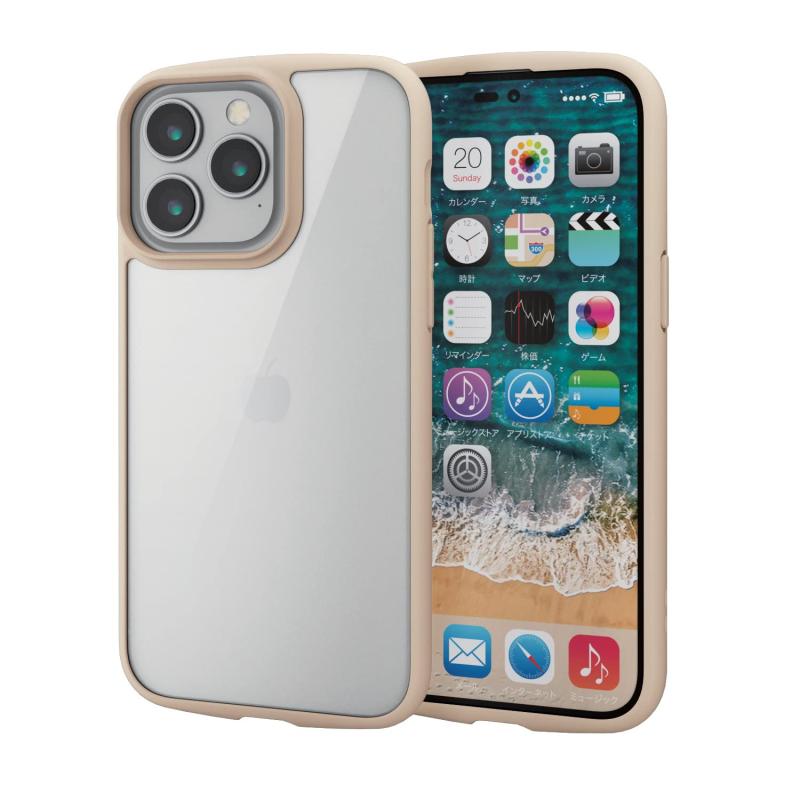Rakuten - エレコム iPhone 14 Pro Max ケース カバー 耐衝撃 衝撃吸収 ハイブリッド 軽量 薄型 背面ガラスクリア 硬度9H TOUGH SLIM ストラップホール付き