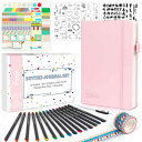 Feela バレットジャーナル ノート 合皮 A5サイズ ドット方眼 ペン付属(ピンク)