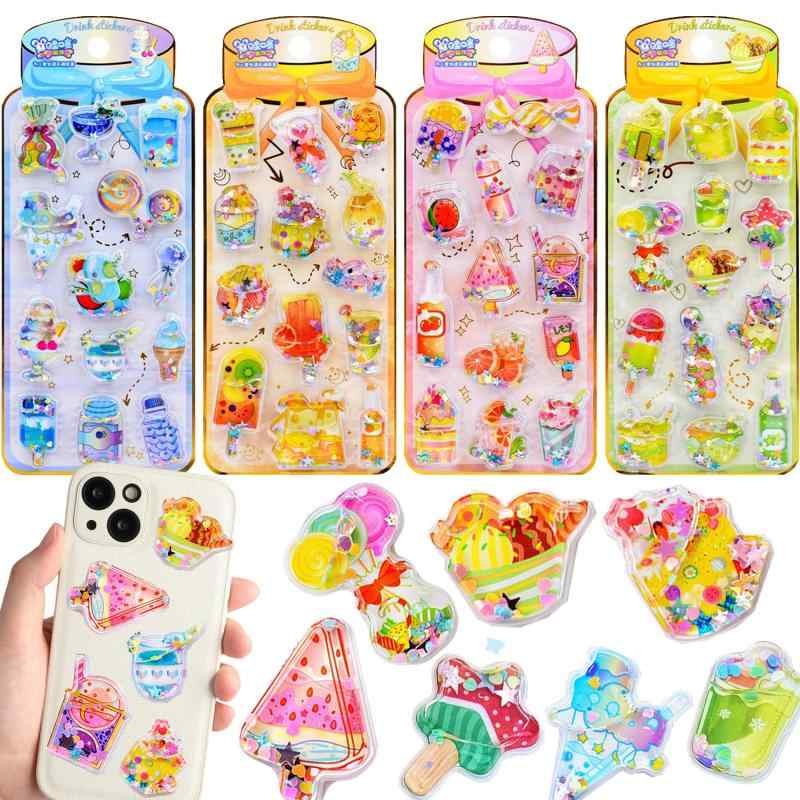 ウォーターシール ぷにぷに水入りシール 3D立体ステッカー 4枚セット スパンコール入り キラキラ可愛い 動物 キャラクター ごほうびステッカー デコシール 水筒 スマホケース 手帳 ノート tomstore-10947403 TOMstore パッケージ画像