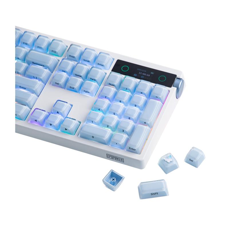 Lusterfly Jelly キーキャップセット 123キー ダブルショットレーザー刻印 MDAプロファイル ABS+PC 非透過 MX互換 61/68/84/87/98/100/104キー メカニカルキーボード用 (Blue)