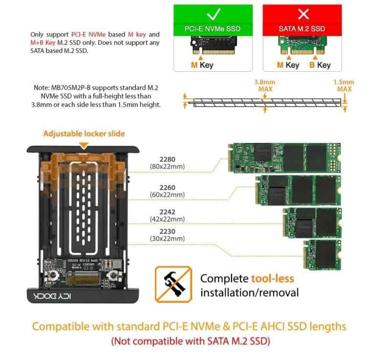 IOCK M.2 PCIe NVMe SSD 2.5" U.2 PCIe SSD 変換 ユニット | MB705M2P-B