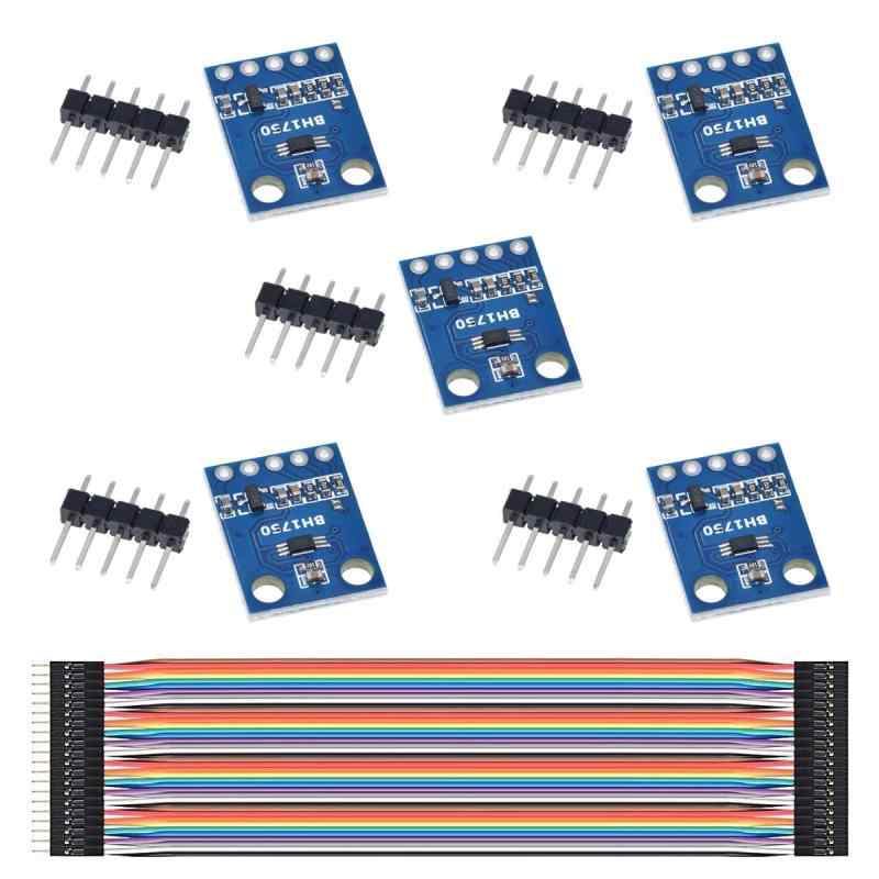 5個 GY-302 光強度センサーモジュールBH1750FVI BH1750 3V-5V デュポンケーブル30ピン付きfor ArduinoAVR用