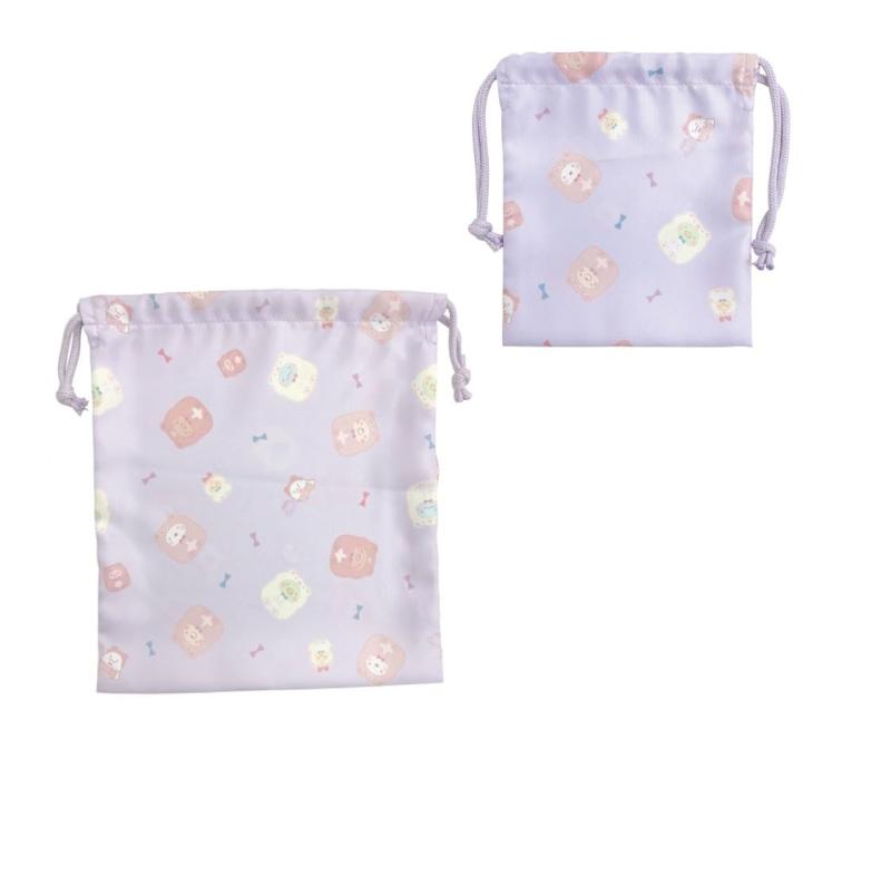 アイプランニング 新学期 保育園 入園準備 幼稚園 すみっコぐらし 巾着大小2Pセット パープル 小:W180×H215mm 大:W270×H305mm N40000A