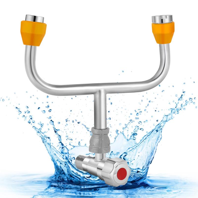 洗眼器 緊急洗眼 シャワーヘッド ダブルアイウォッシュ 目を洗う用 シンプルタイプ 壁に取り付け 304#..