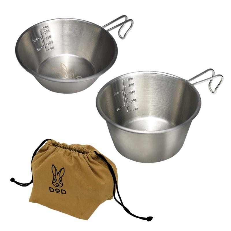 DOD(ディーオーディー) ステンレス鋼 ウサシェラノキョウダイ シエラカップ 深型シエラカップ キャリーバッグ の 3点セット SC2-762-SL シルバー サイズ:(約)W17.5×D12.5×H7cmのサムネイル