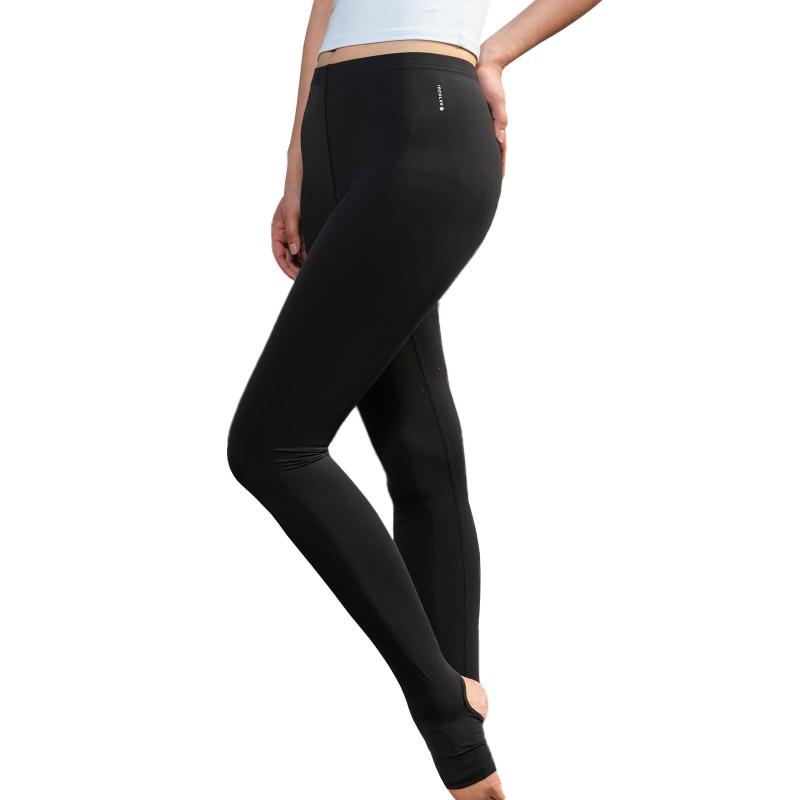 [] 水着 レディース ラッシュガード レギンス 水陸両用 ロング かかと穴あき パンツ [50+ UVカット+冷感速乾] トレンカ スパッツ 体型カバー スイムウェア スポーツレギンス（ブラック