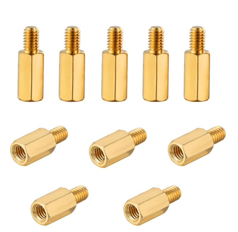 M4スペーサー10mm 10個セット - マザーボード、M.2 SSD、ゲーム機のハードドライブに適応、真鍮製で長寿命、自作PC用