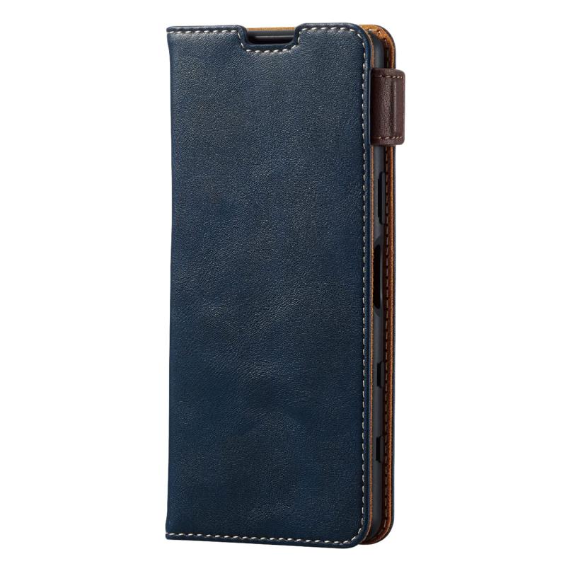 エレコム Xperia 5 III レザーケース 手帳型 ステッチ 耐衝撃 磁石付き